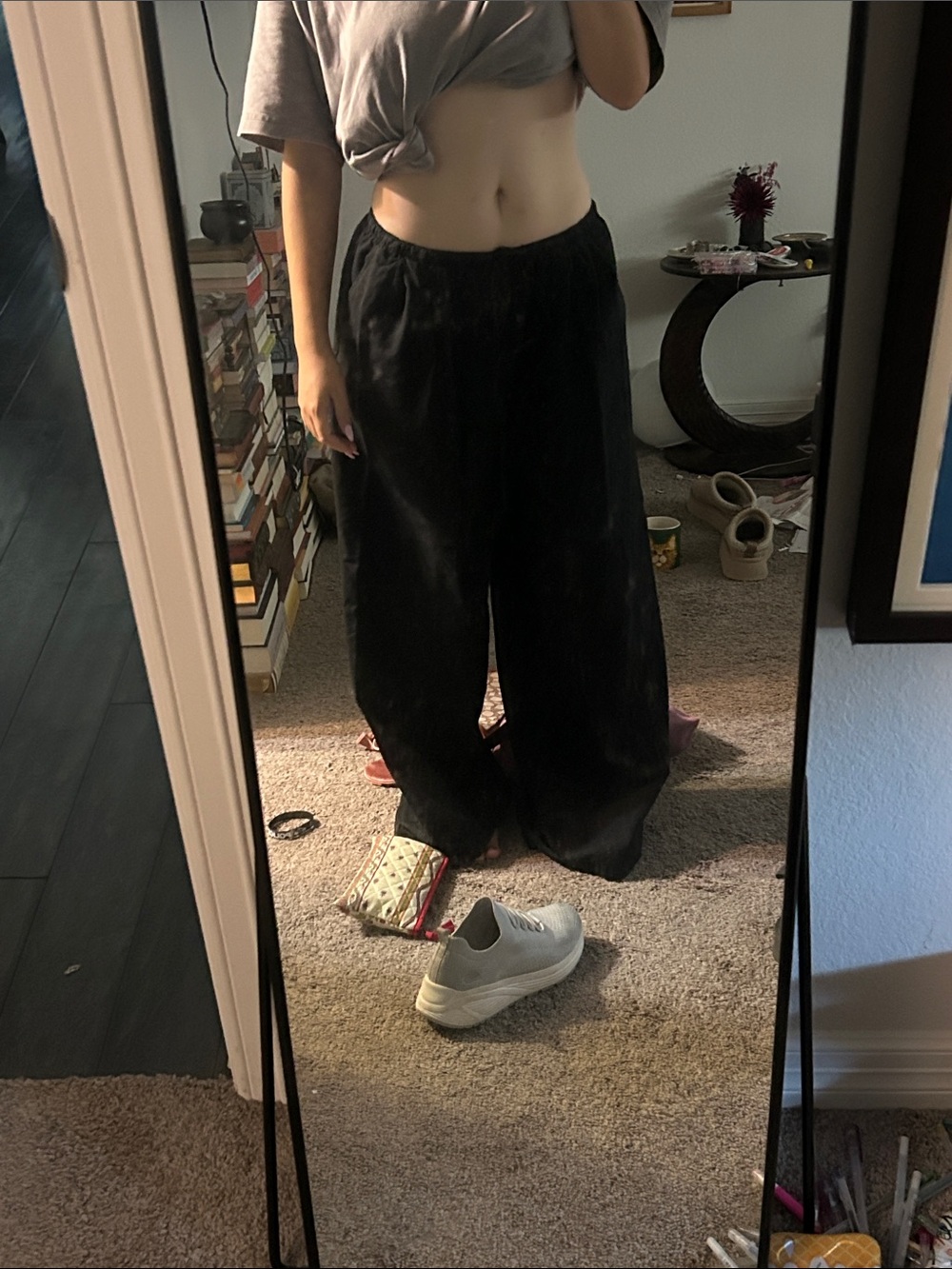 Black Linen Wide Leg Trousers - Picture 2 of 4